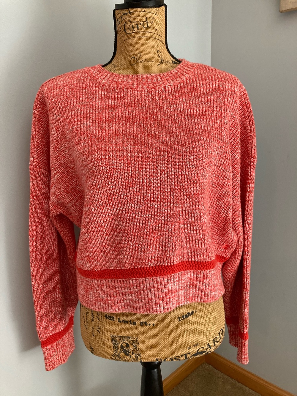 Sweaty Betty Organic Cotton Boxy Red Marled Sweater Women Size Small